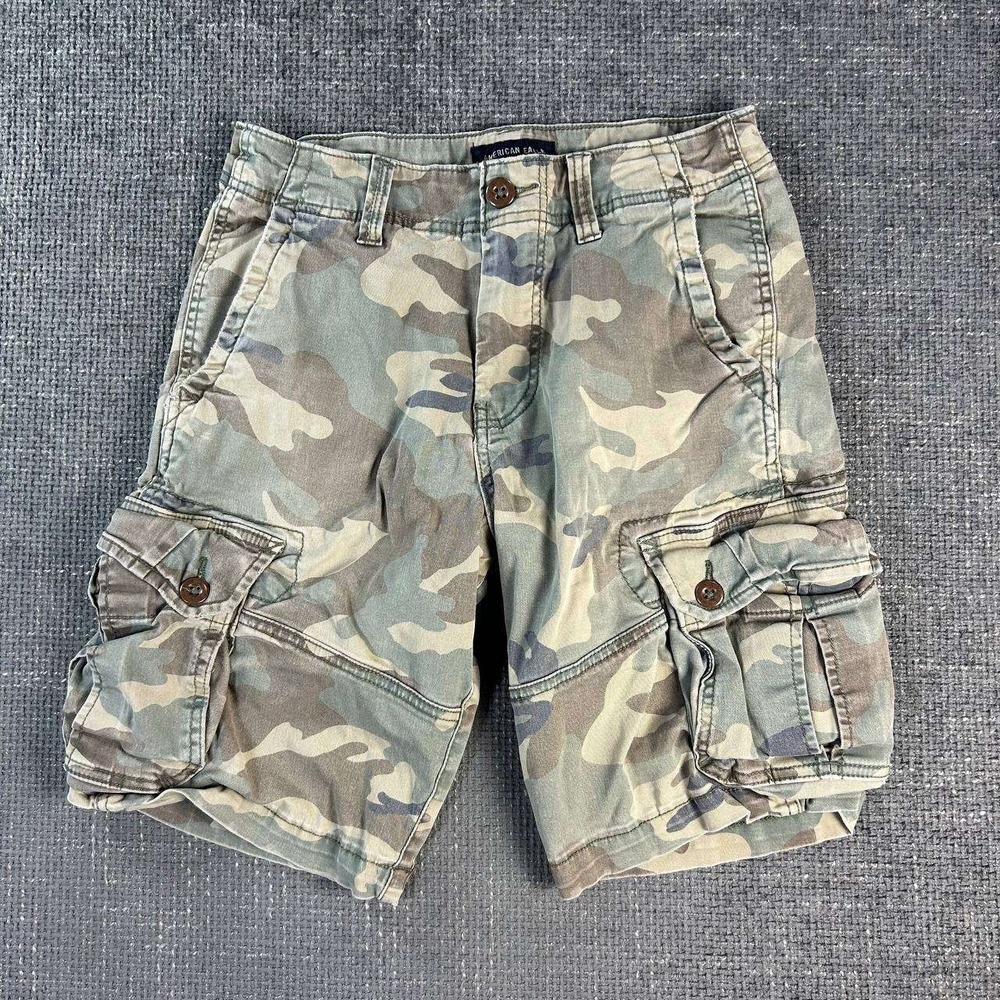 American Eagle Cargo Shorts Mens 29 Green Camo Utility Gorpcore Y2K Pocket